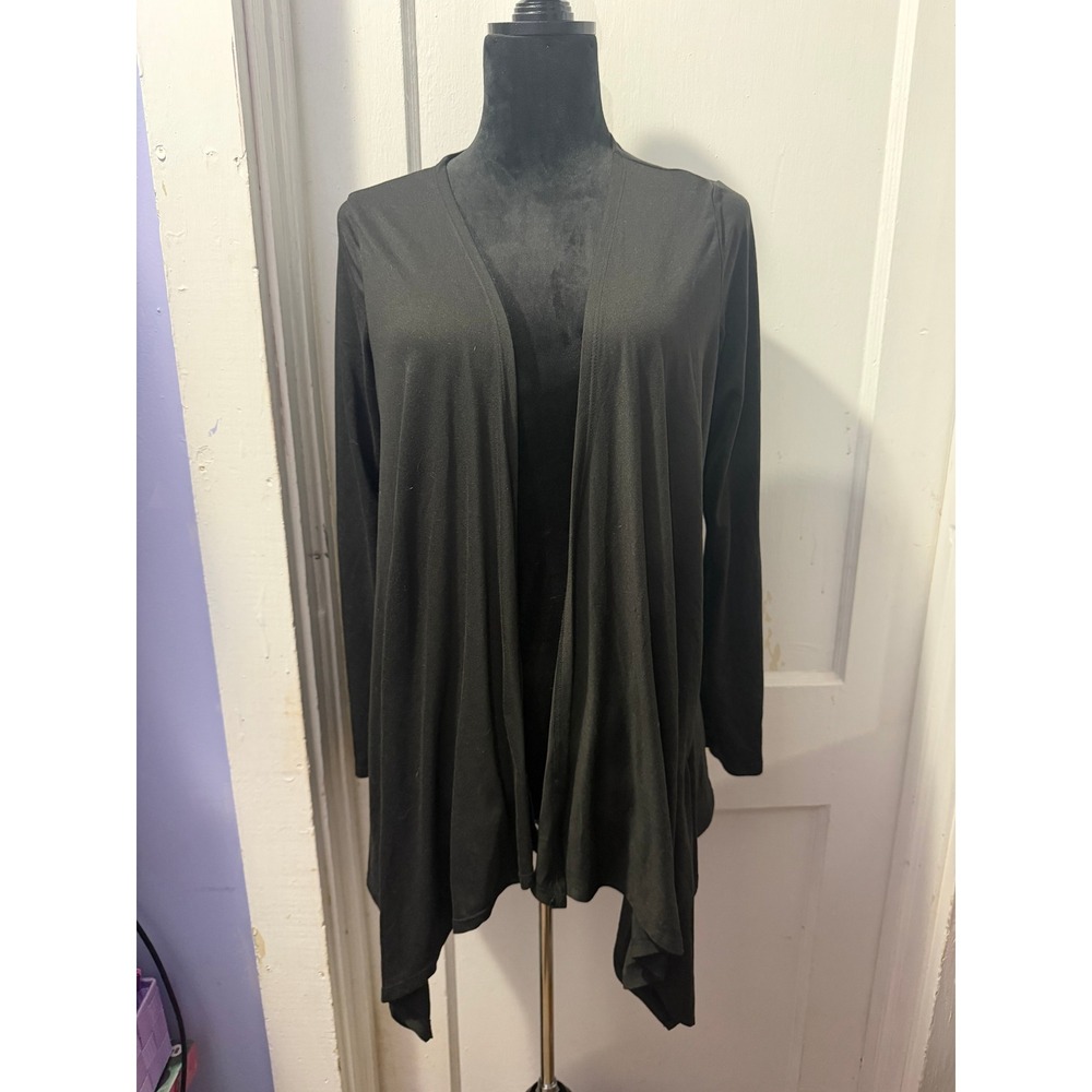 Ninexis Black Long Sleeve Lightweight Open Front Sharkbite Hem Cardigan Large